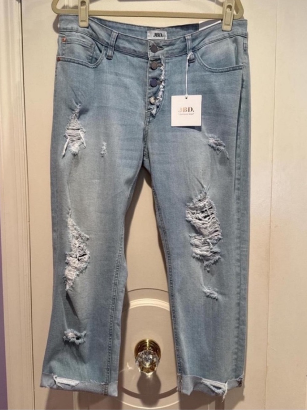 Womens Distressed Light Blue JBD Boyfriend Jean - NWT